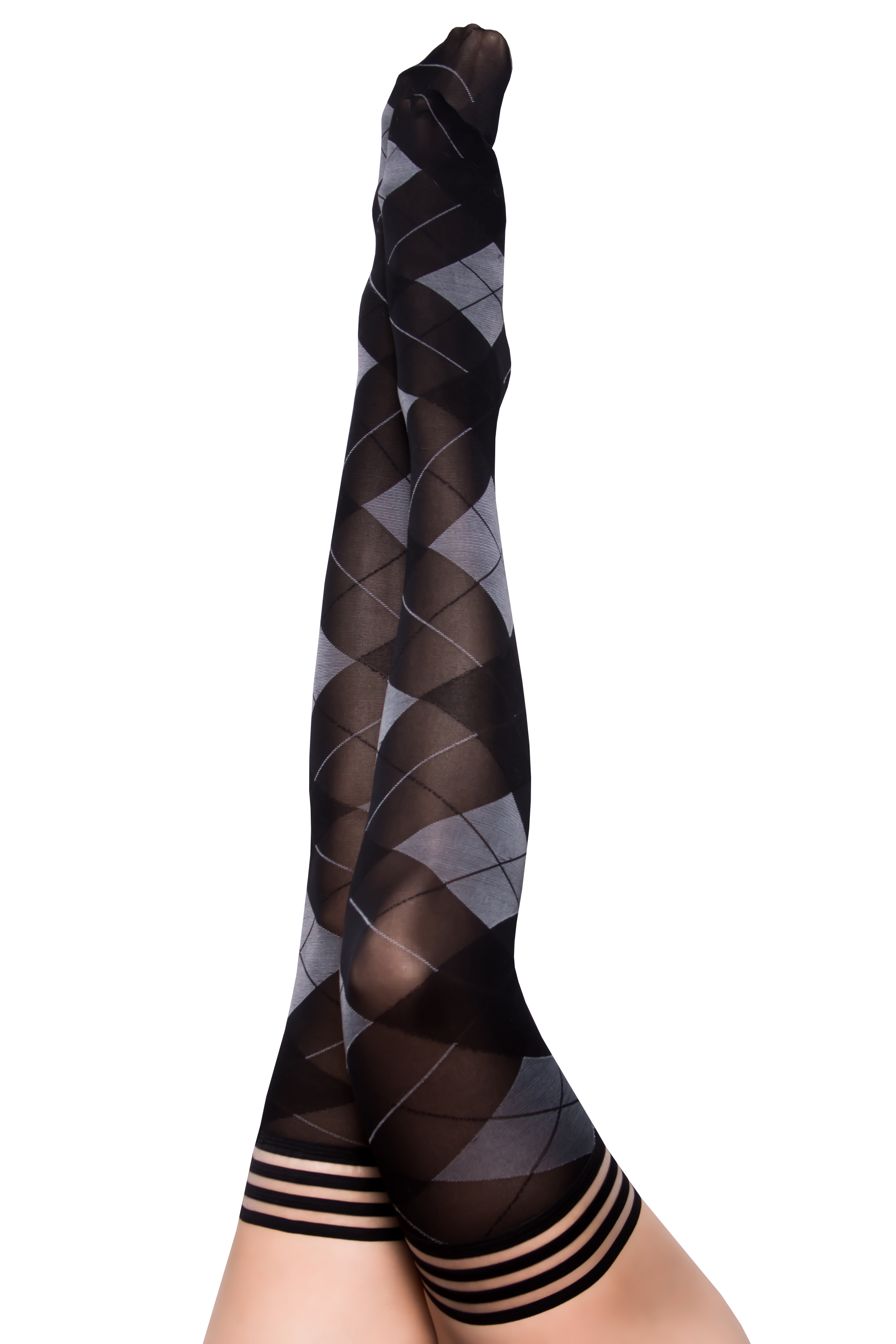 Kimmie: Not Your Grandma's Argyle Thigh Highs. Petite to Plus Size
