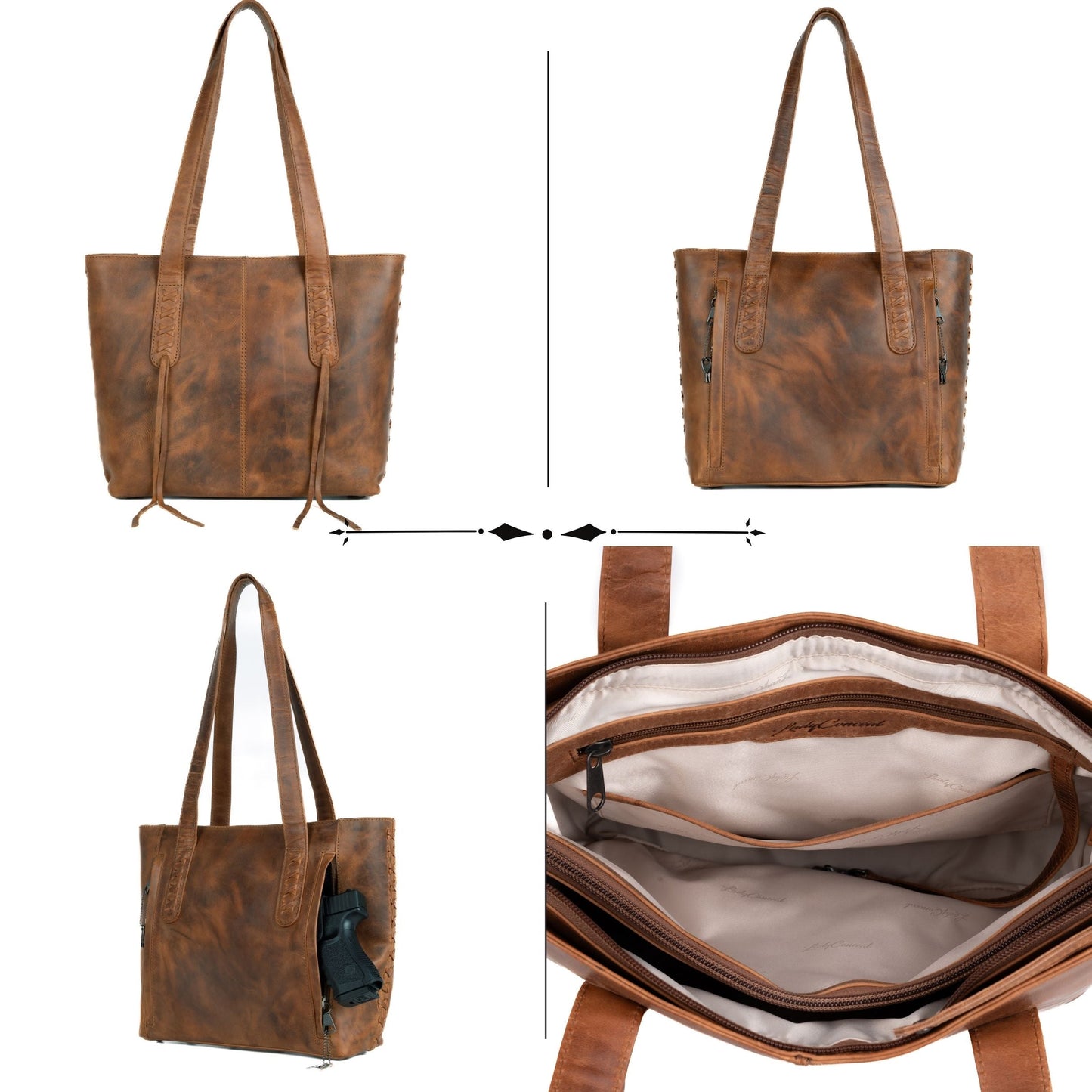 Concealed Carry Norah Leather Tote by Lady Conceal