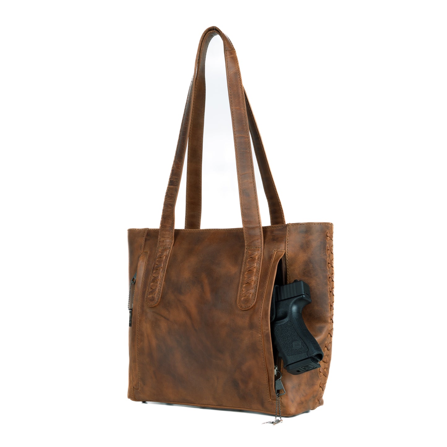 Concealed Carry Reagan Medium Leather Tote by Lady Conceal