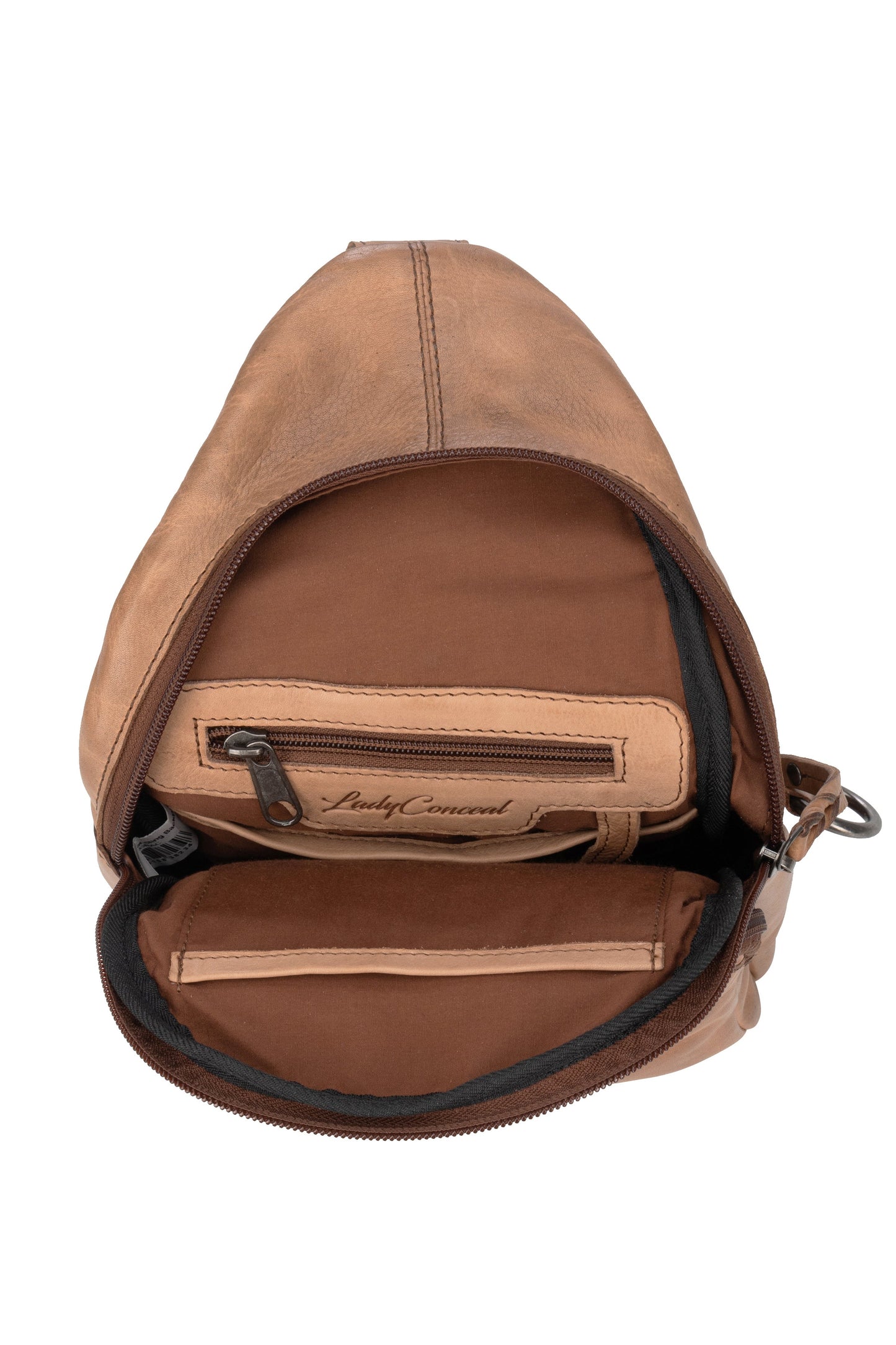 Concealed Carry Unisex Taylor Sling Leather Backpack by Lady Conceal