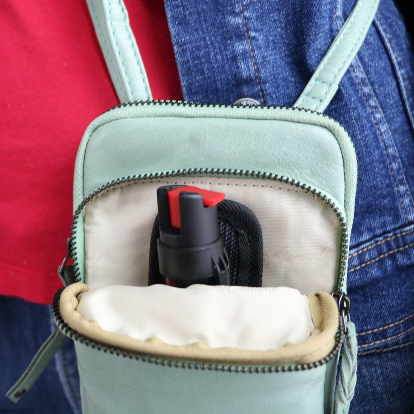 Shay Leather RFID Crossbody by Lady Conceal for Tasers and Pepper Spray