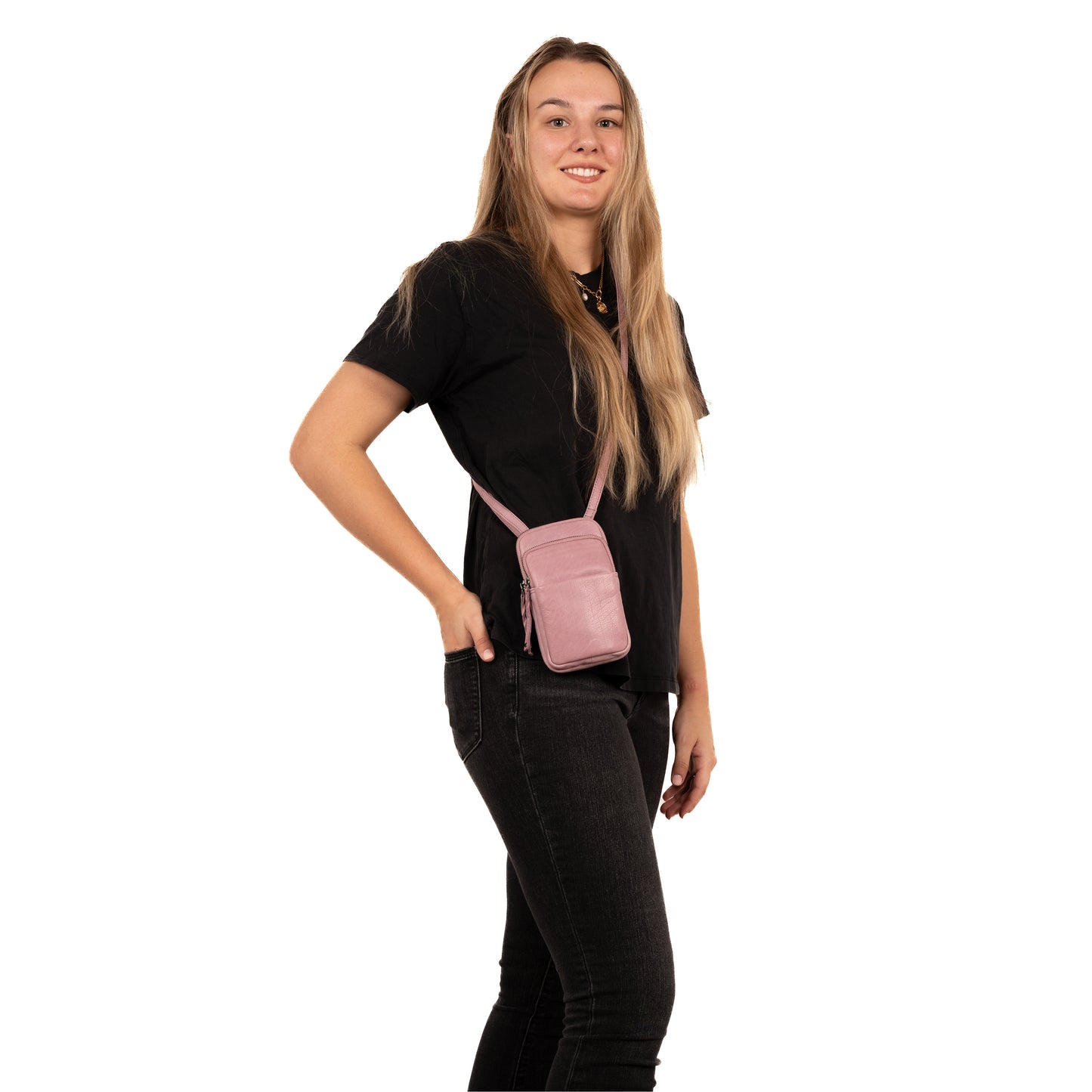 Shay Leather RFID Crossbody by Lady Conceal for Tasers and Pepper Spray