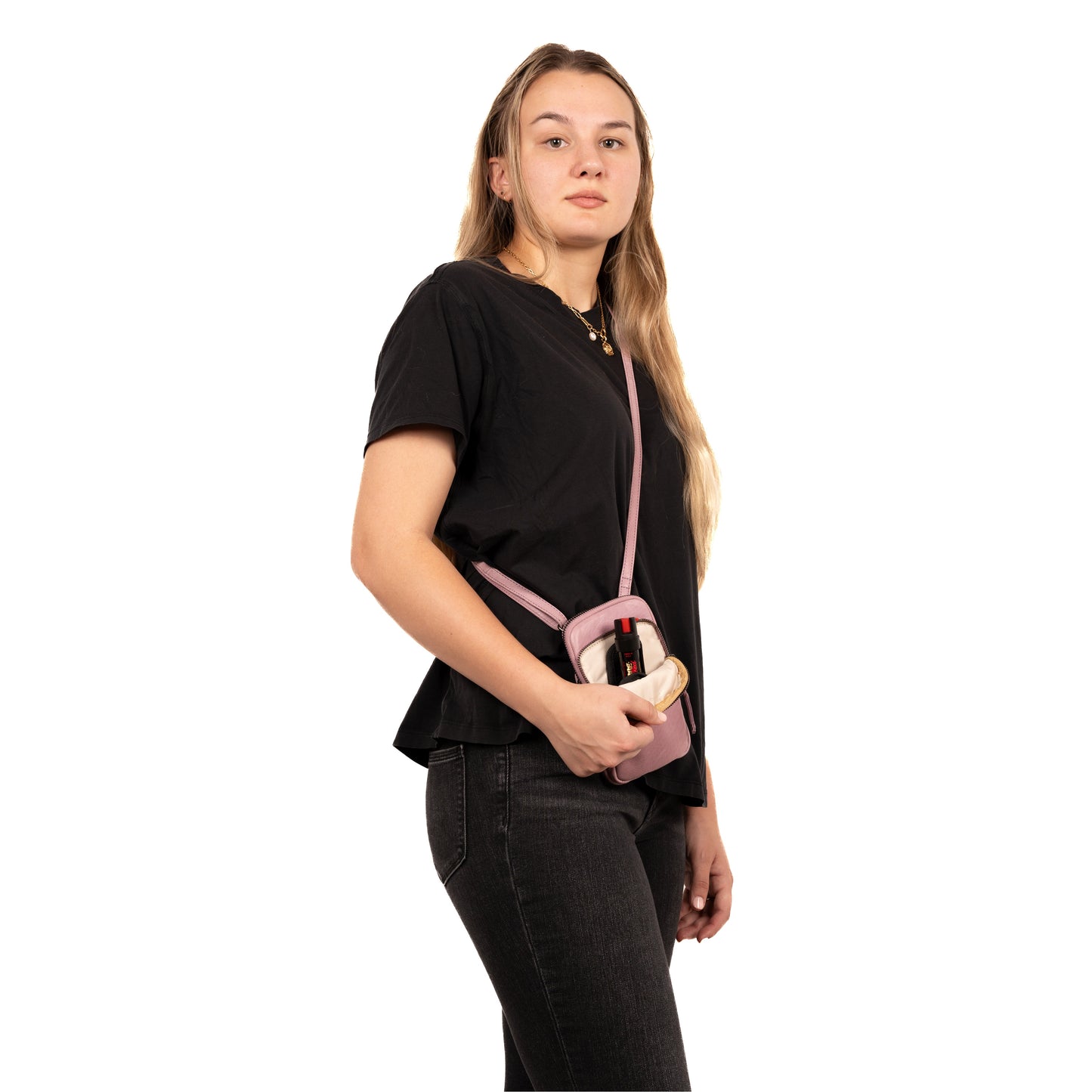 Shay Leather RFID Crossbody by Lady Conceal for Tasers and Pepper Spray