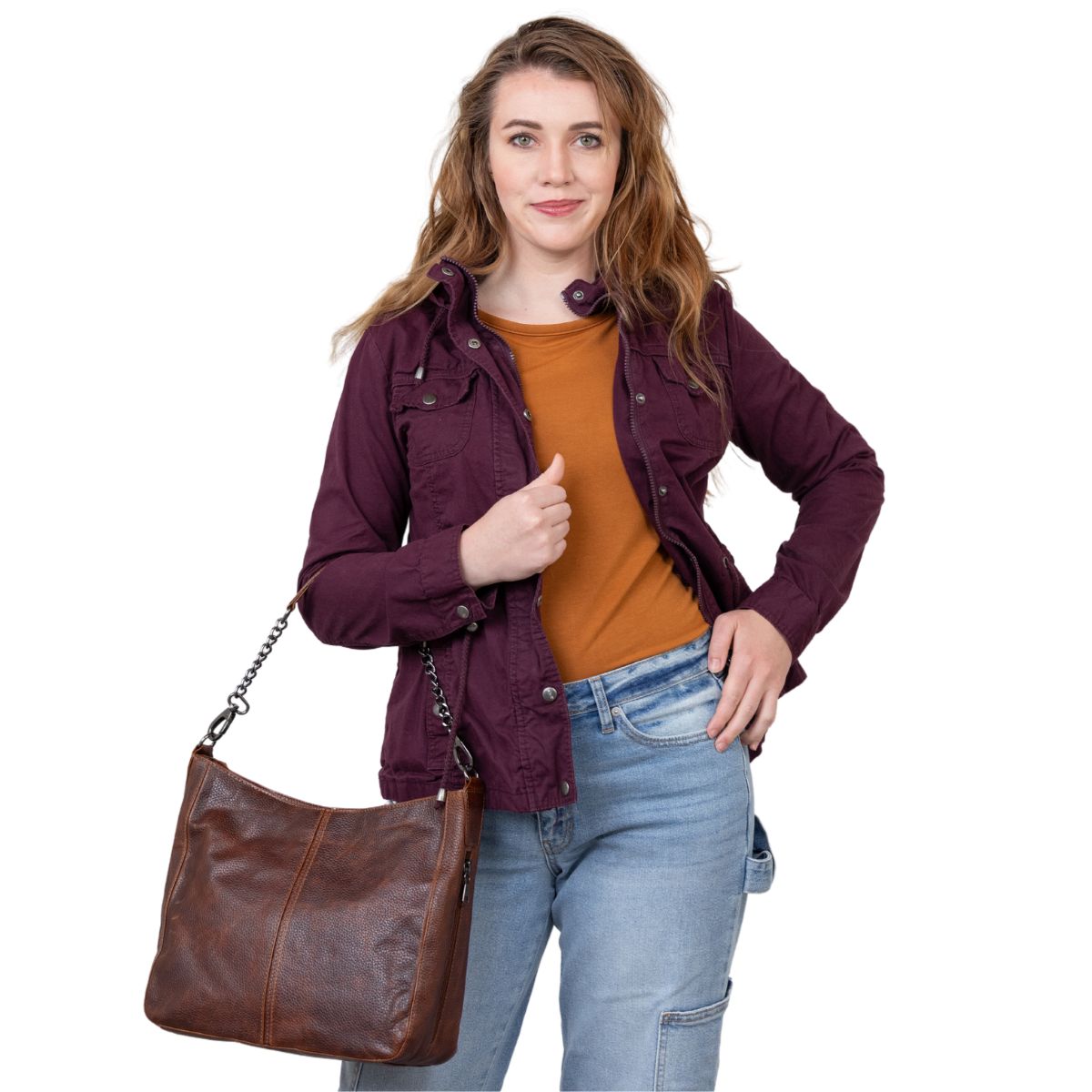 Concealed Carry Ava Leather Hobo by Lady Conceal