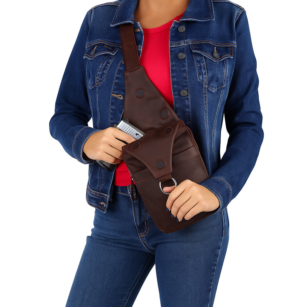 Concealed Carry Unisex Dakota Leather Sling by Lady Conceal