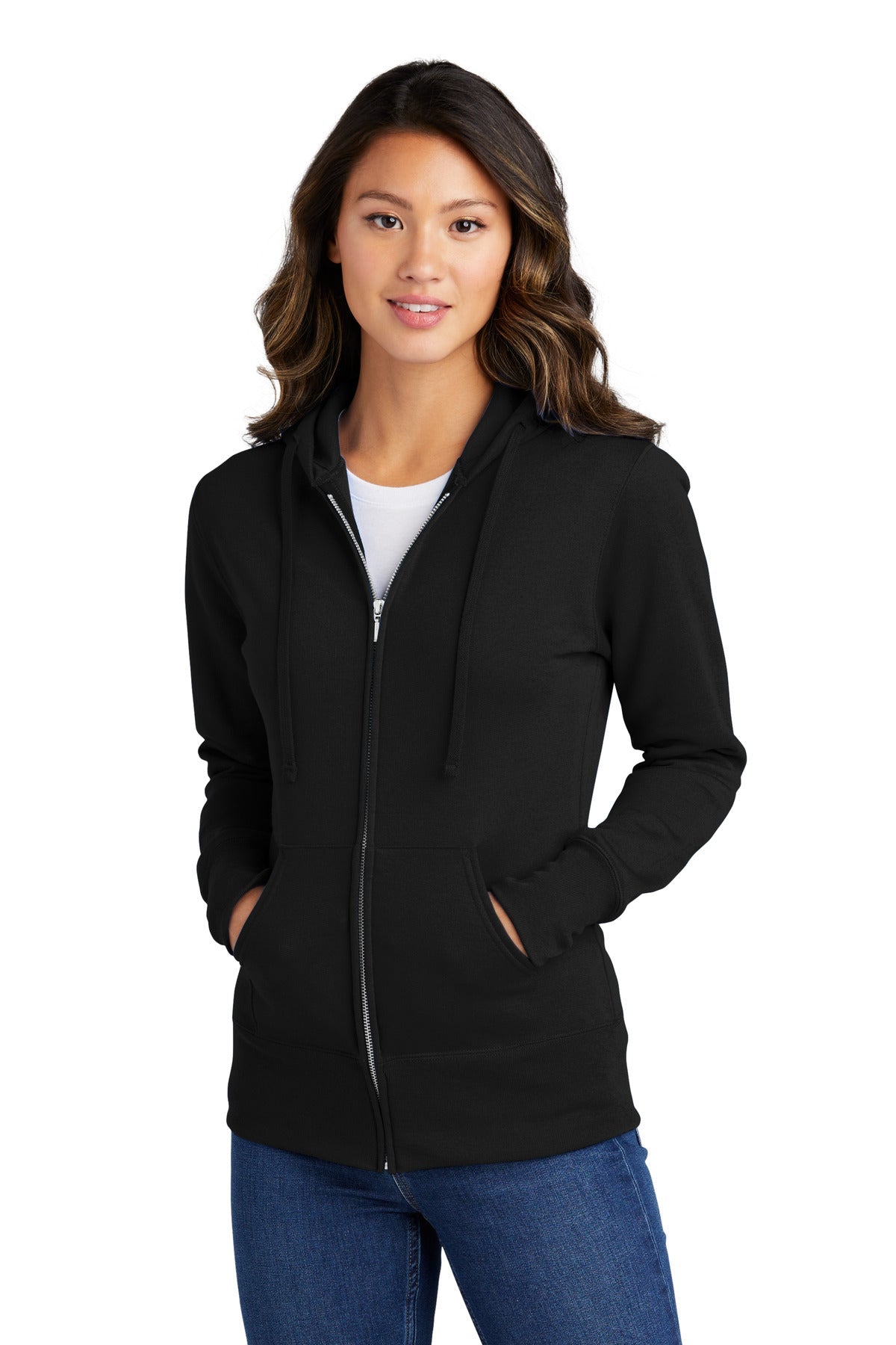 Custom Embroidered - Port & Company® Women's Core Fleece Full-Zip Hooded Sweatshirt. LPC78ZH