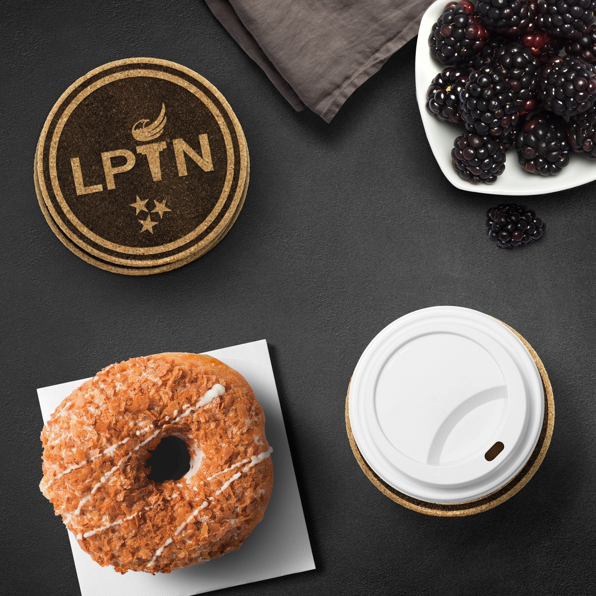 LPTN Round Cork Coasters