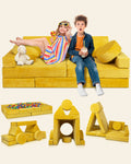 LX15 14pcs Modular Play Couch, Amber Yellow