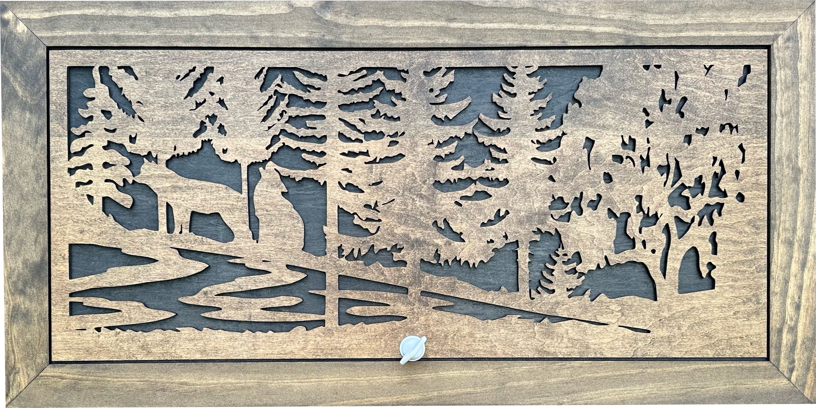 Hunting Wolves Gun Concealment Decor - Handcrafted Wooden Gun Cabinets - Gun Shelf Hidden Storage for Rifles, Shotguns, & Handguns - Quick Access Hidden Wall Safe (Extra Large)