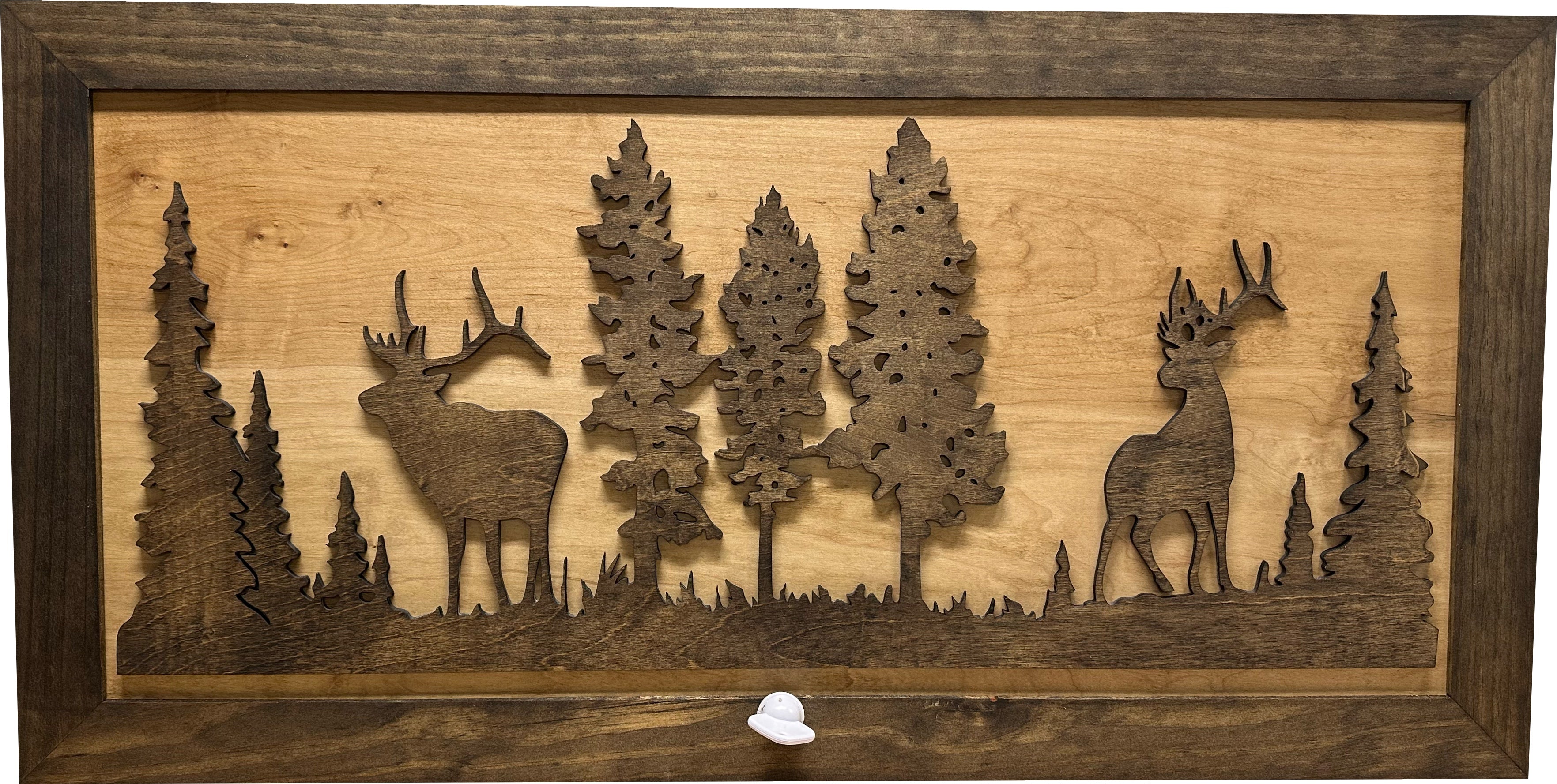 Deer and Elk Gun Concealment Decor - Handcrafted Wooden Gun Cabinets - Gun Shelf Hidden Storage for Rifles, Shotguns, & Handguns - Quick Access Hidden Wall Safe (Extra Large)