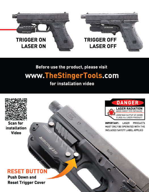 Stinger HL-GL Concealment Laser Sight System: Trigger Guard Protection, Minimalist Carry Holster (Rechargeable GREEN Laser - HDPE Body)