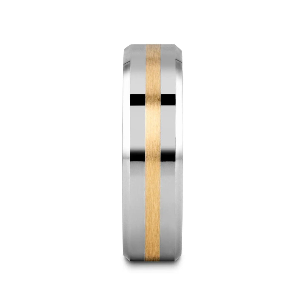 LEGIONAIRE Gold Inlaid Beveled Tungsten Ring - 6mm & 8mm