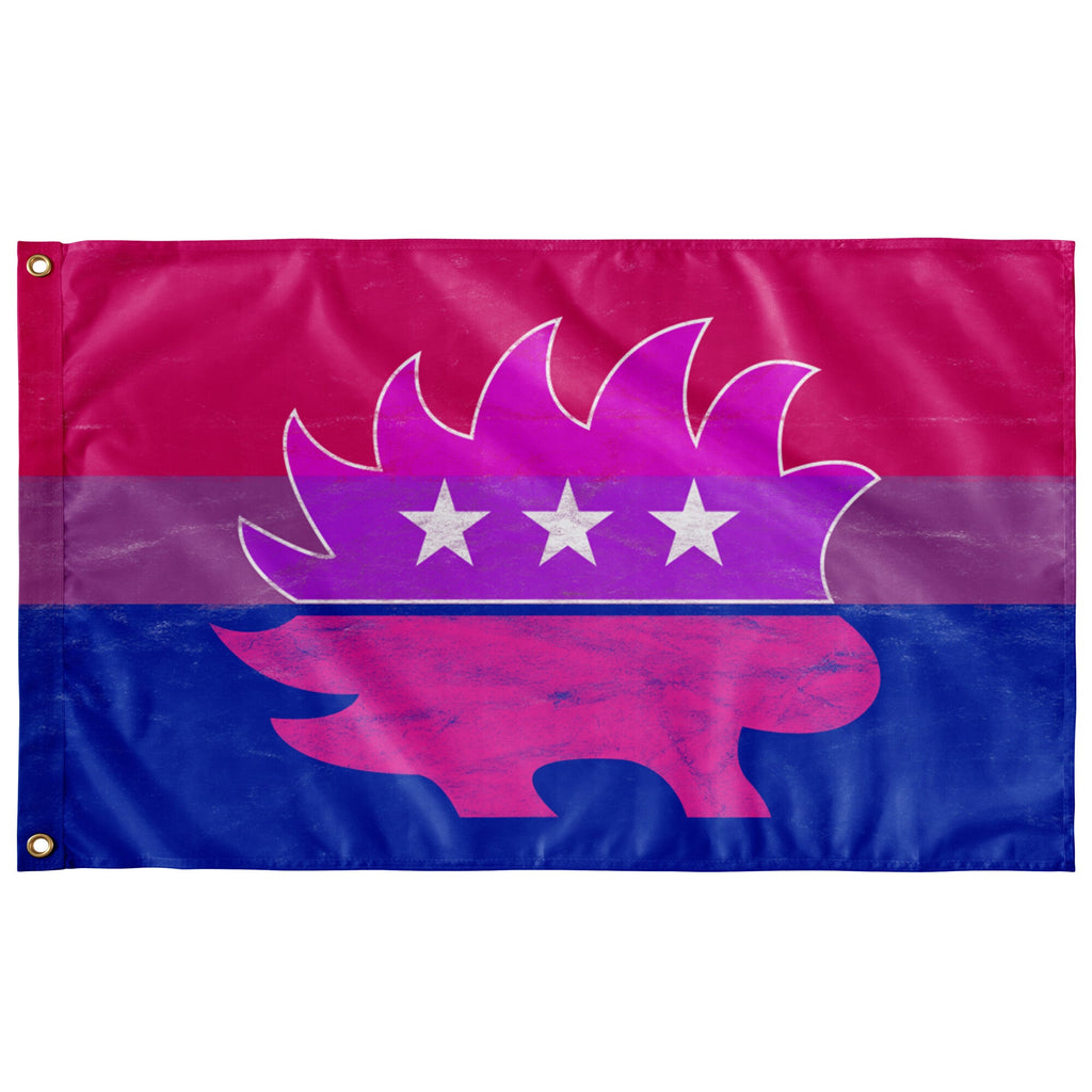 Libertarian Porcupine - LGBTQ - Bisexual Single-Sided Flag (Distressed)
