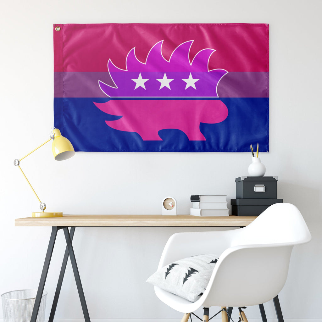 Libertarian Porcupine - LGBTQ - Bisexual Single-Sided Flag (solid)