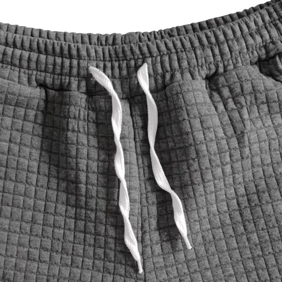 Casual men slight stretch waffle top & shorts set