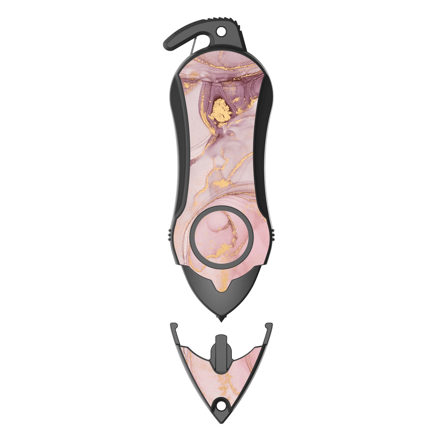 Stinger Personal Safety Alarm Keychain Emergency Tool: Siren Alarm, Seat Belt Cutter, Glass Breaker (Pink Marble)
