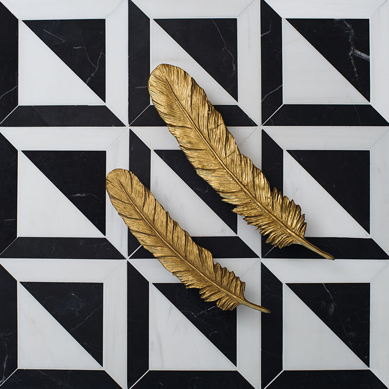 Black, Ice white 11 15/16"x11 15/16" Honed York Marble Mosaic