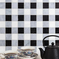 Allure Light Snow White Black Honed 12"x12" Marble 2"x2" Mosaic Tile
