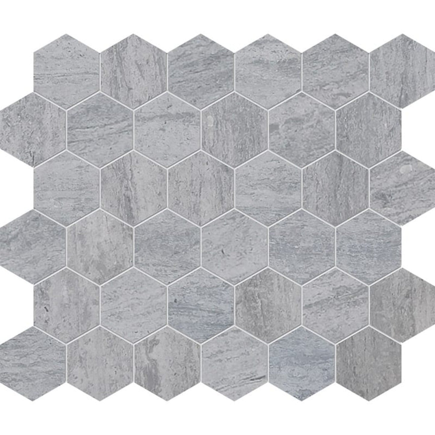 Alpha Blue Honed 12"x12" Hexagon Marble Mosaic