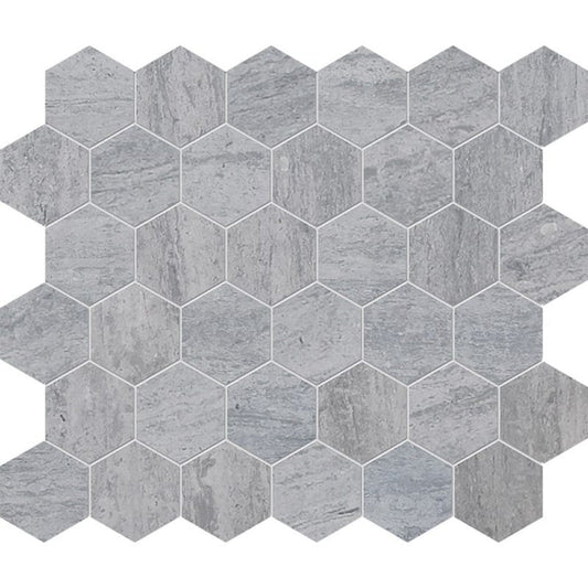 Alpha Blue Honed 12"x12" Hexagon Marble Mosaic
