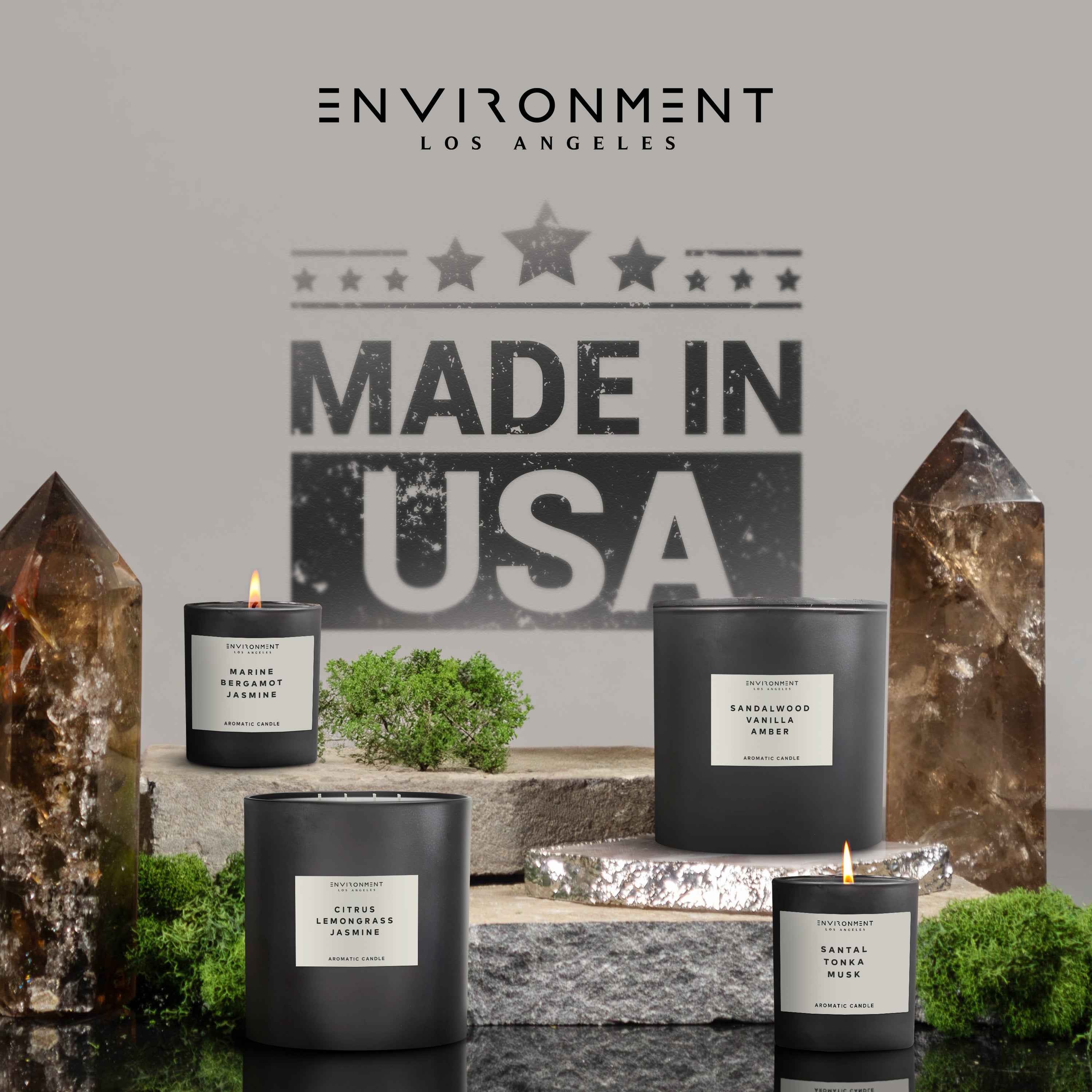8oz Amber Crystal | Vetiver | Oud Musk Candle with Lid and Box (Inspired by Baccarat Rouge 540®)