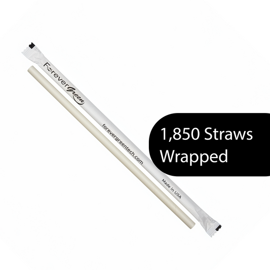 Wrapped 10.25'' x 0.27'' Compostable White Giant Drinking Straws - 1,850 Count