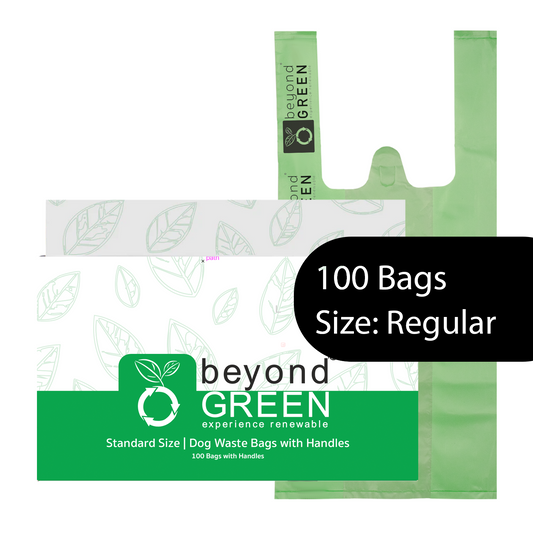 beyondGREEN Dog Waste Bags with Handles – 100 Count – Made in USA, Easy-Tie Handle Bags, Extra-Strong