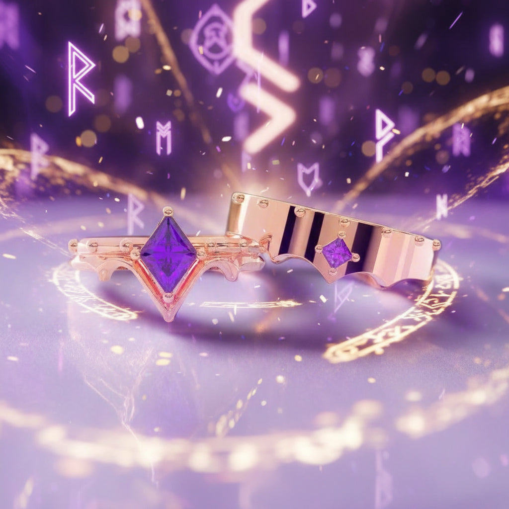 Marksman's Ring Set (Women)- 14k Yellow Gold Video Game Inspired Rings