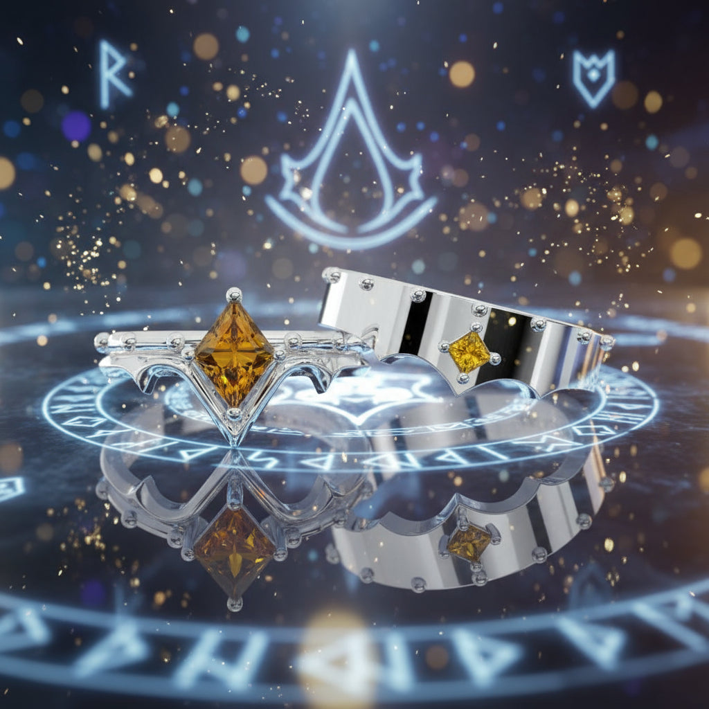 Marksman's Ring Set (Women)- 14k Yellow Gold Video Game Inspired Rings