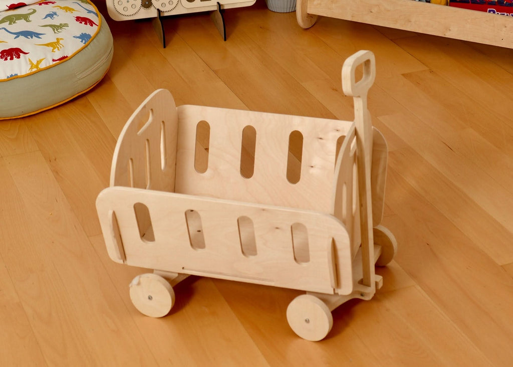 Eco-Friendly Montessori Wooden Toy Organizer Chest with Wheels