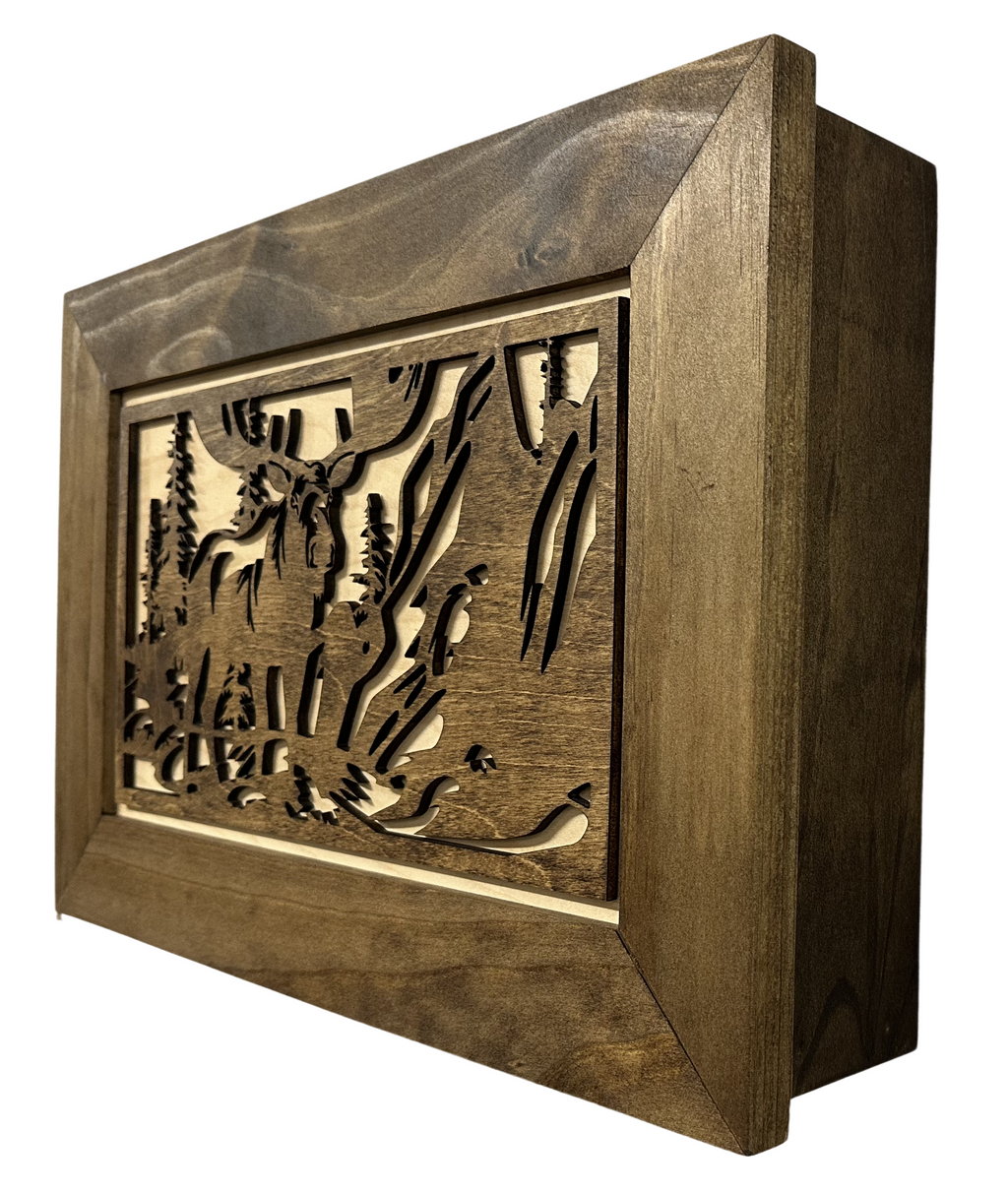 Moose in the Woods Gun Concealment Furniture - Handcrafted Hidden Gun Storage Wall Decor - Hidden Gun Shelf with Magnetic Lock for Quick Access