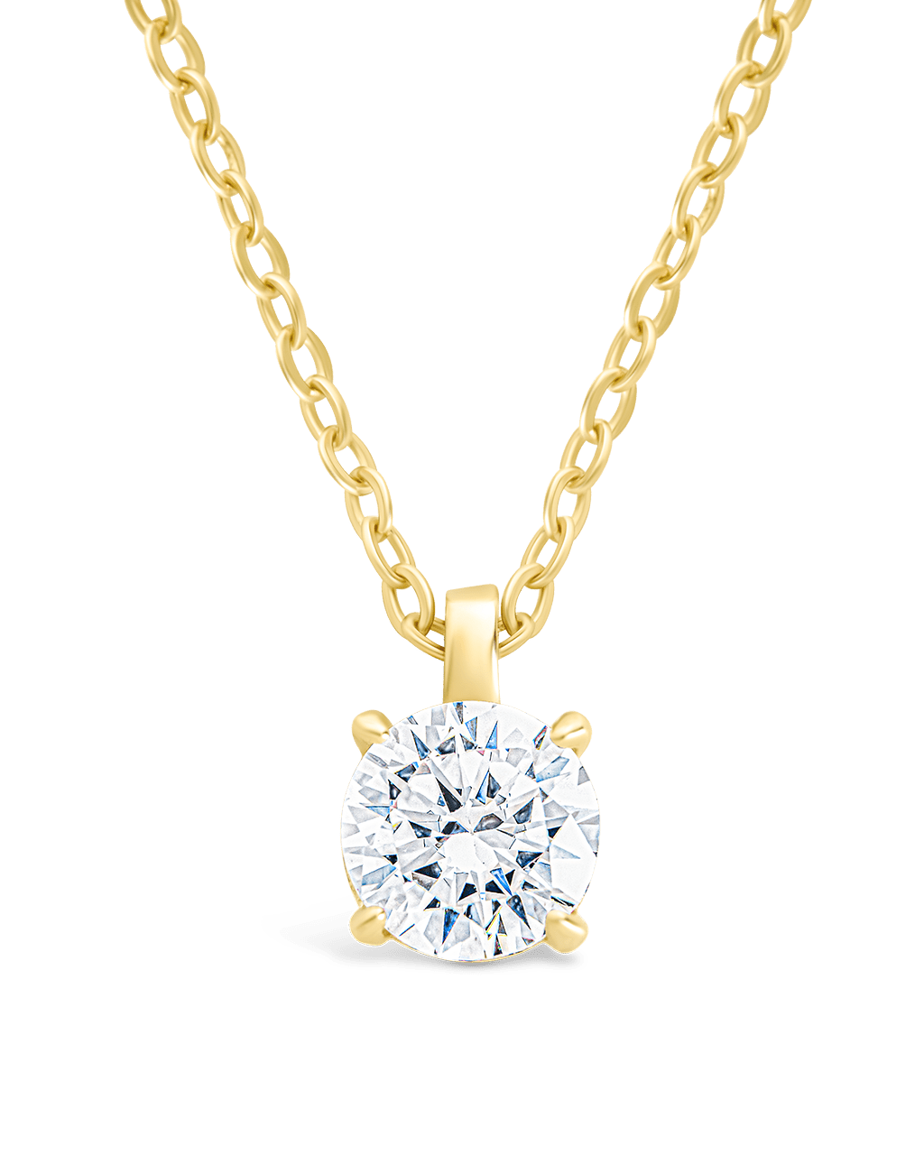 Sterling Silver Round CZ Prong Set Pendant