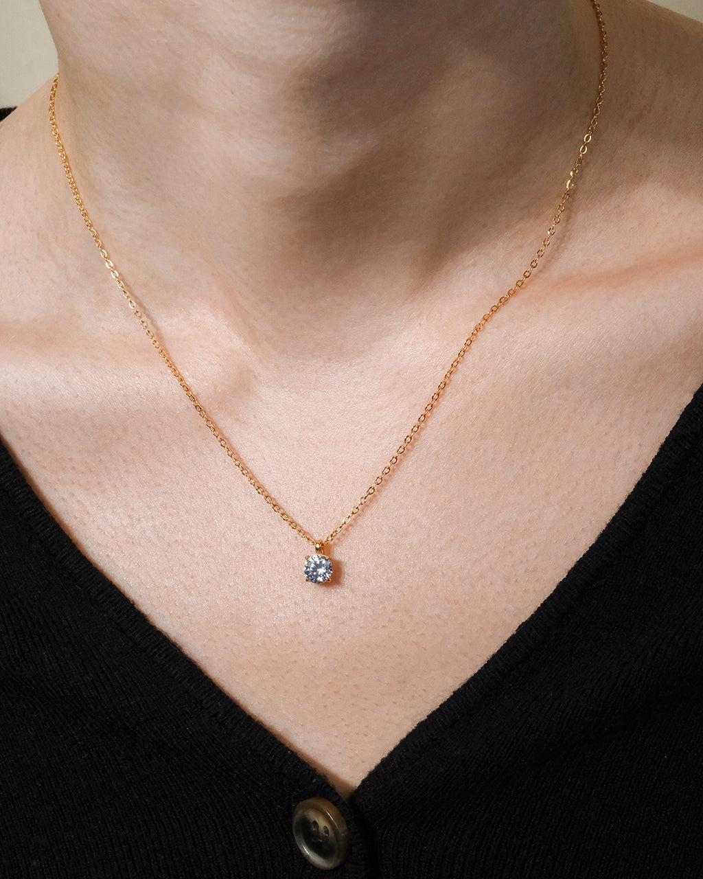 Sterling Silver Round CZ Prong Set Pendant