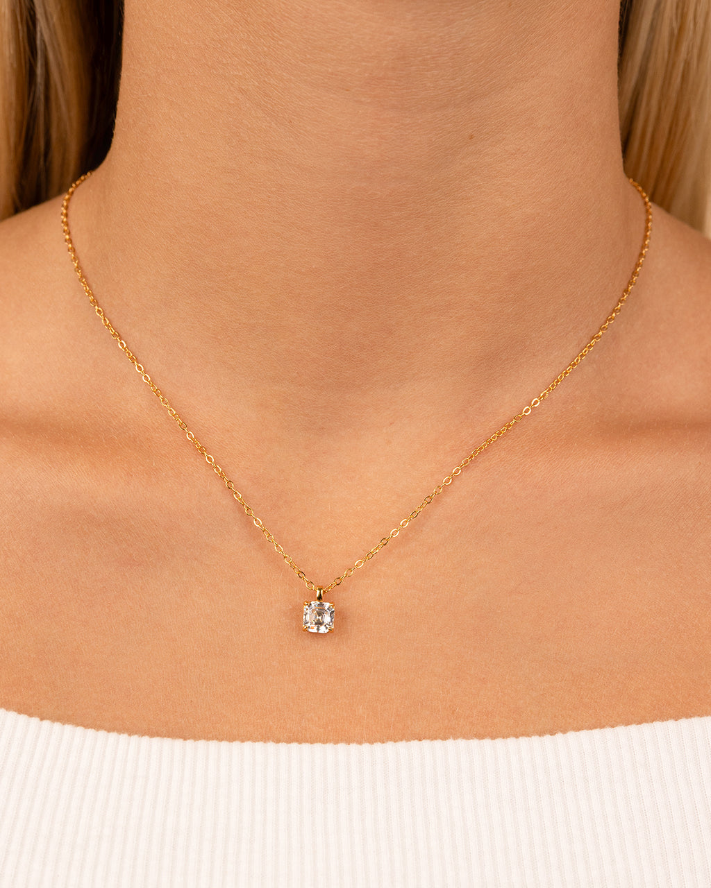 Sterling Silver Asscher Prong Set Pendant