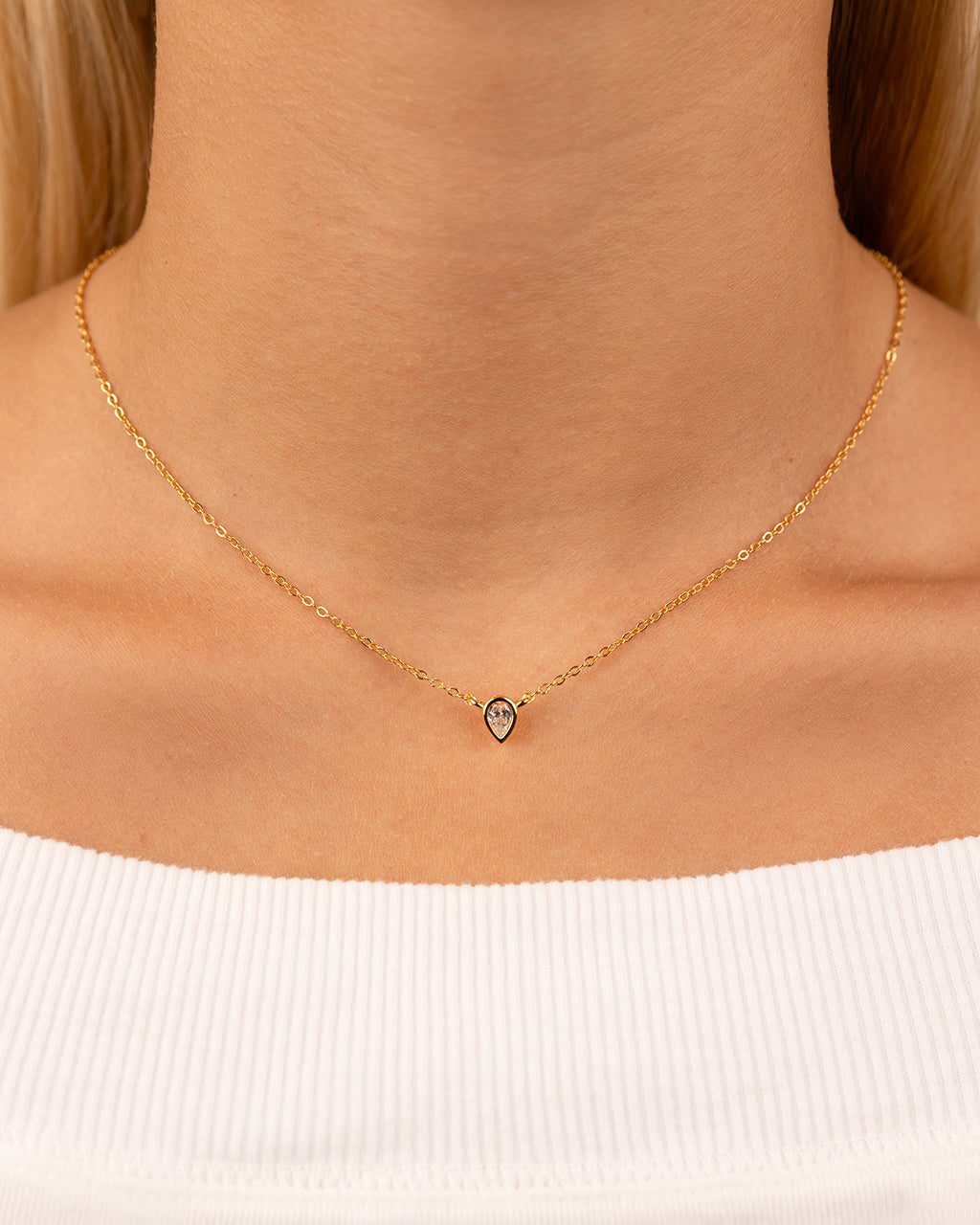 Sterling Silver Pear Bezel Set Pendant