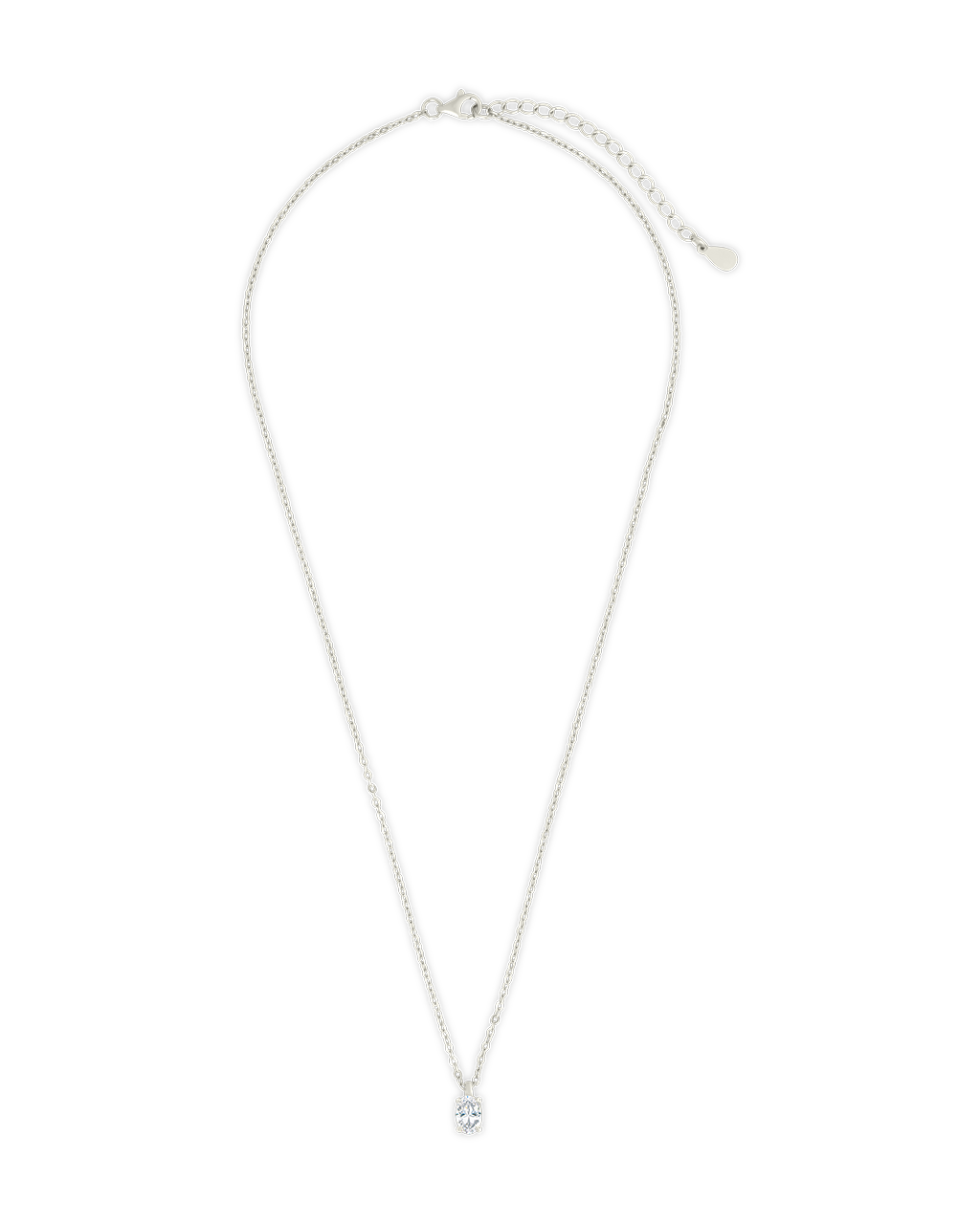 Sterling Silver Oval CZ Prong Set Pendant