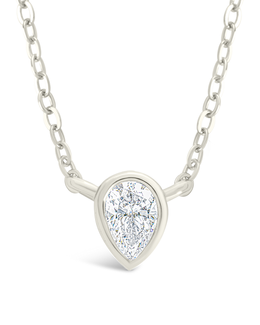 Sterling Silver Pear Bezel Set Pendant