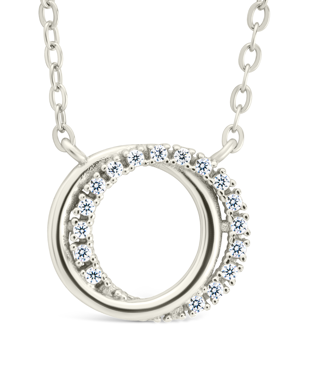 Sterling Silver CZ Interlocking Circle Pendant