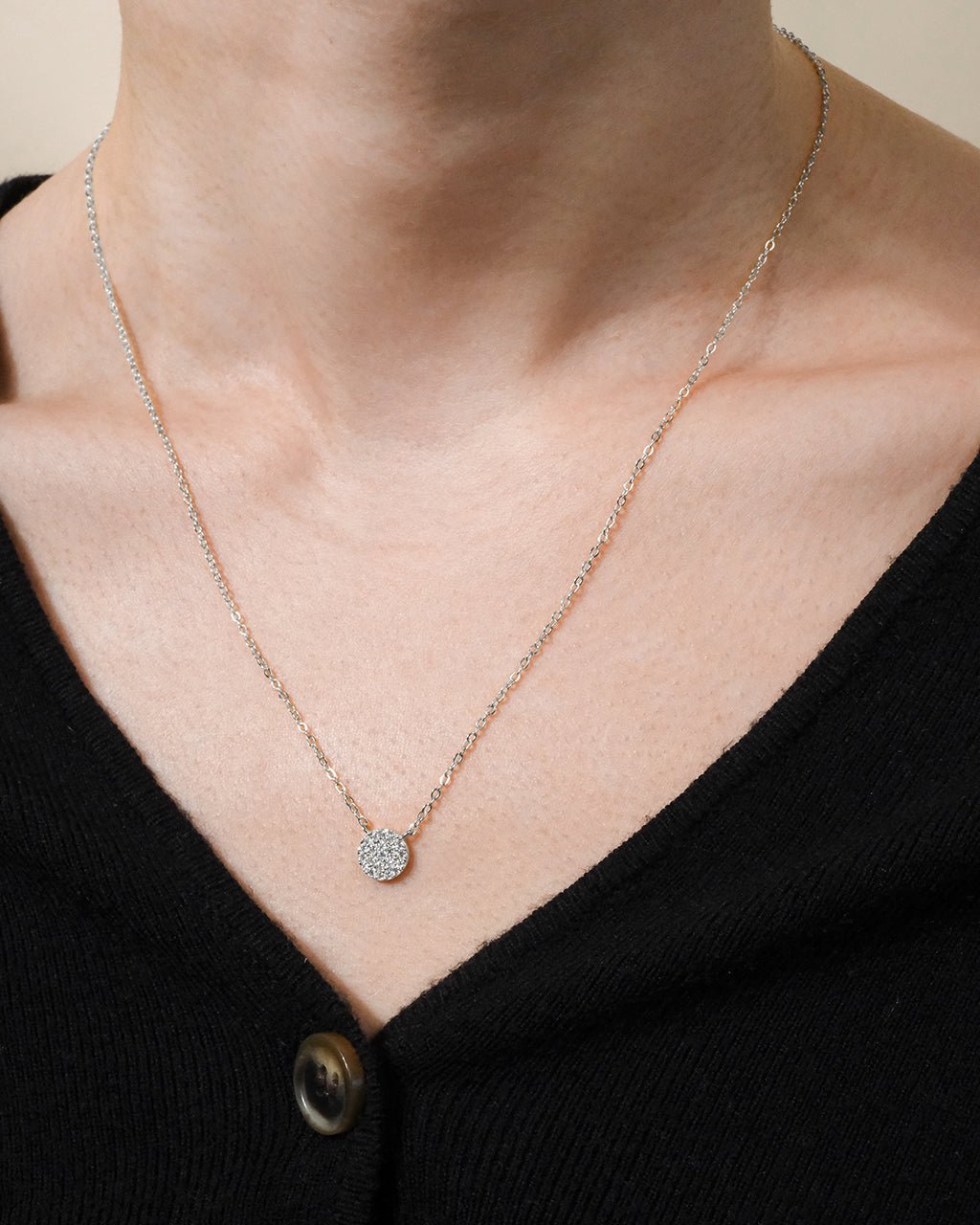 Sterling Silver CZ Disc Pendant