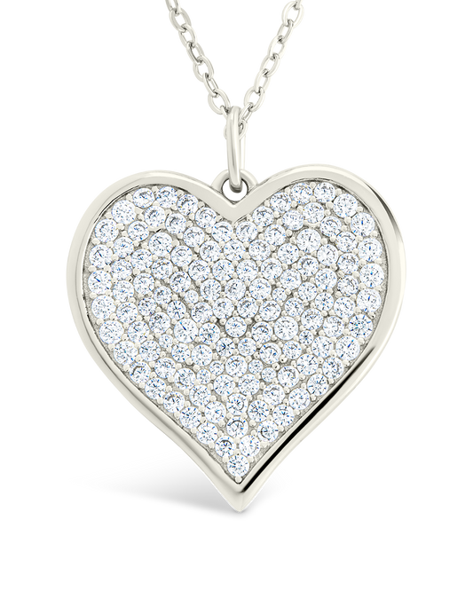 Sterling Silver CZ Statement Heart Pendant
