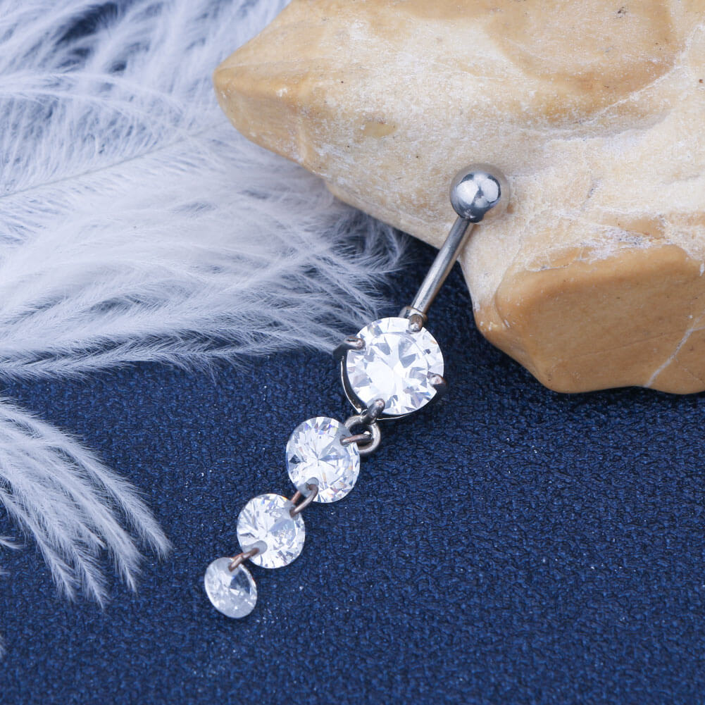 Triple CZ Dangle Belly Ring