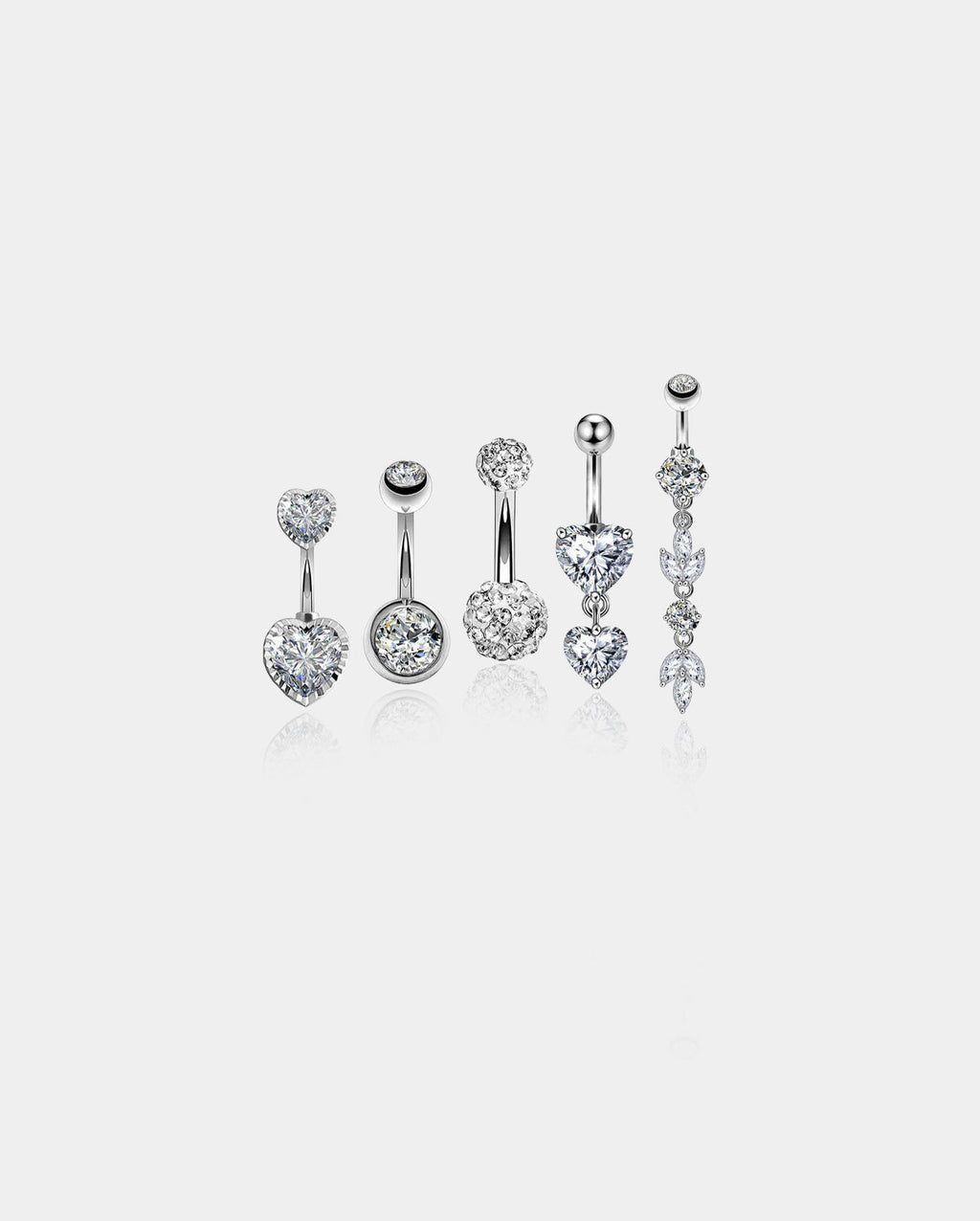 5Pcs CZ Dangle Belly Rings Set