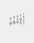 5Pcs CZ Dangle Belly Rings Set