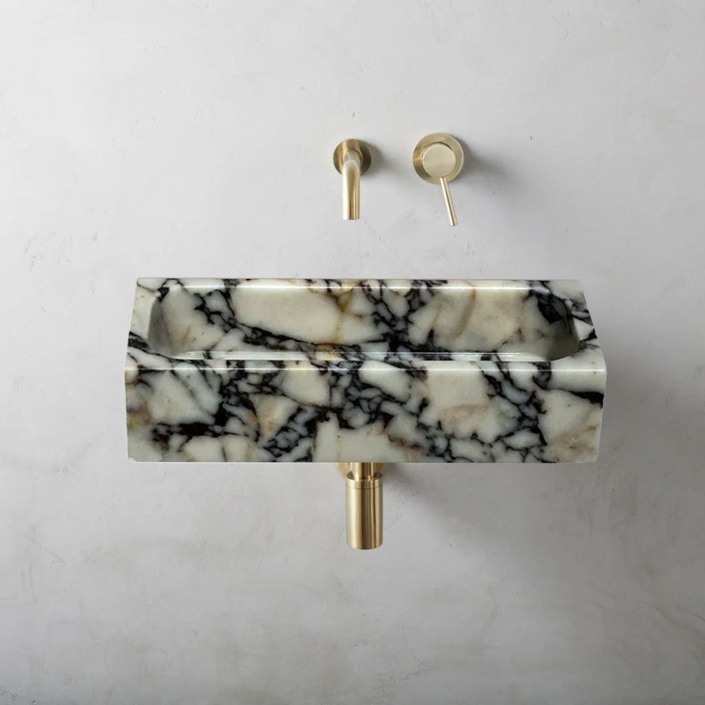 Calacatta Viola Marble Rectangular Wall-mount Bathroom Sink (W)12" (W)20" (H)5"