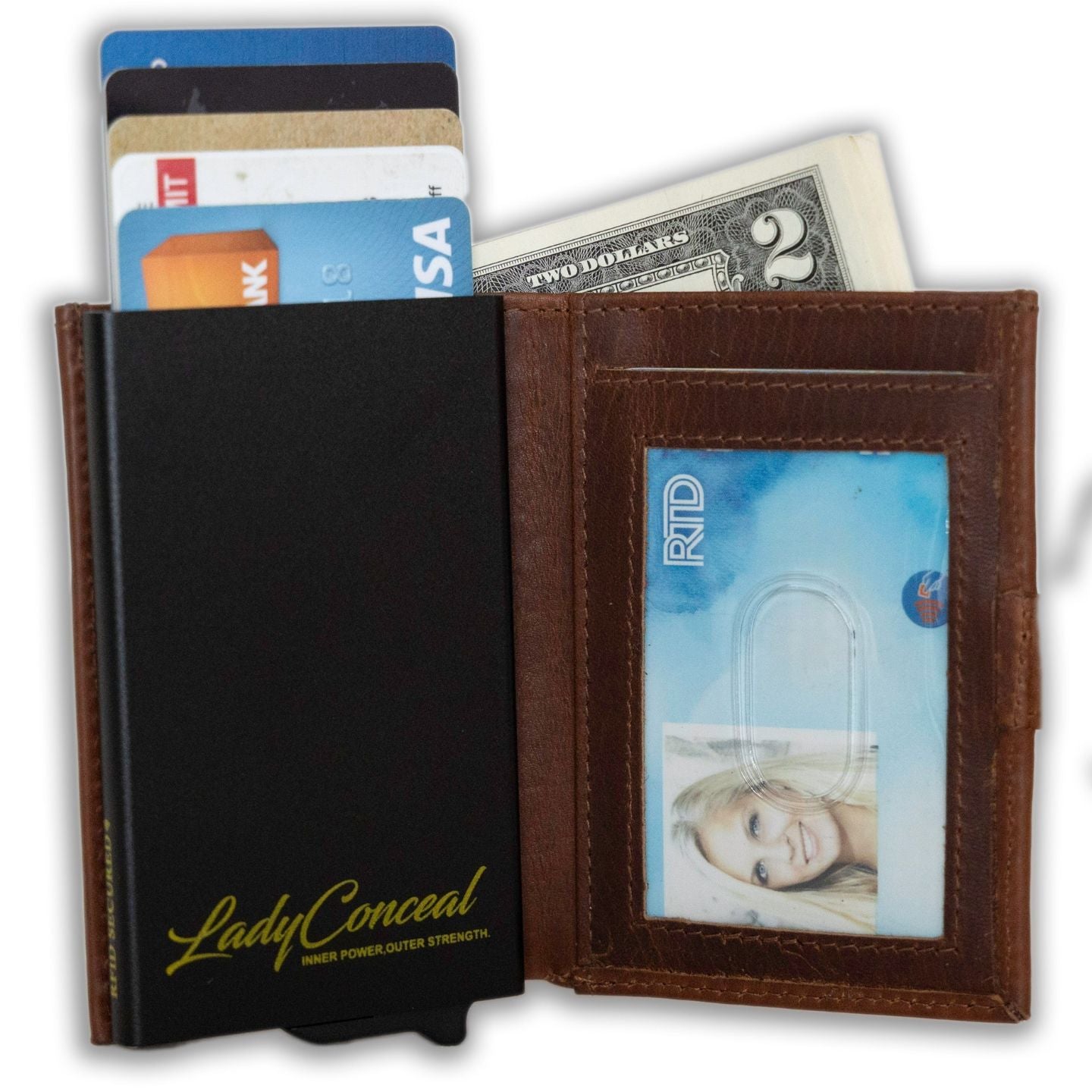 Nova RFID Compact Leather Wallet by Lady Conceal
