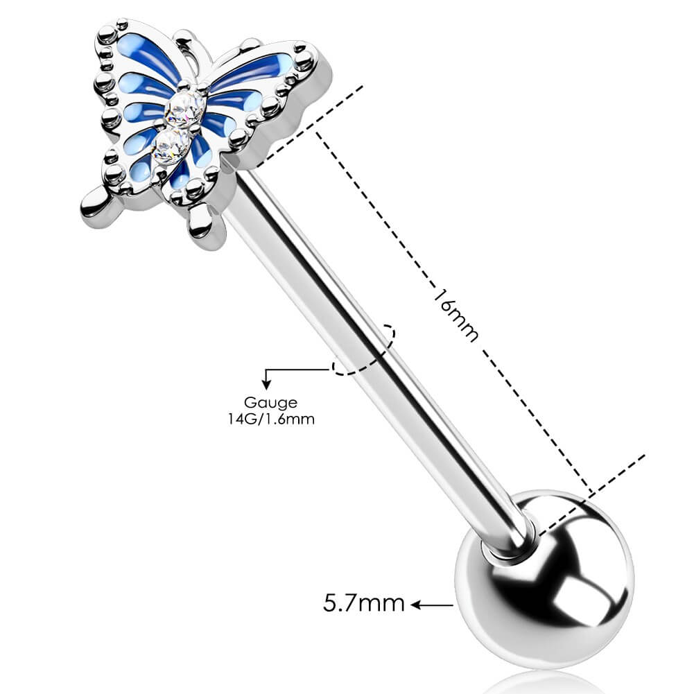 Butterfly Internally Threaded Tongue Barbell