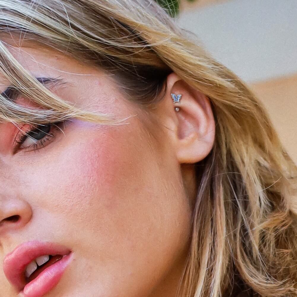 Blue Butterfly Rook Earring