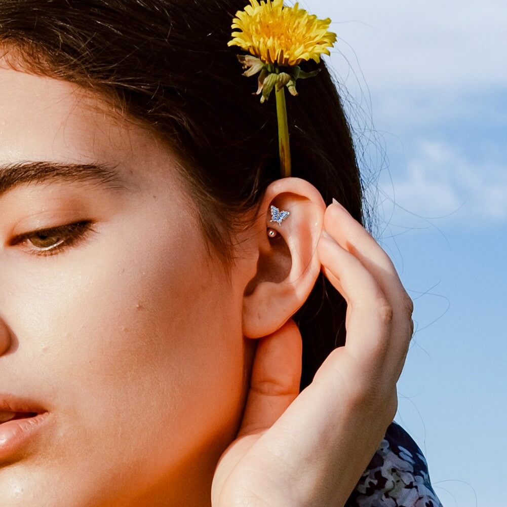 Blue Butterfly Rook Earring