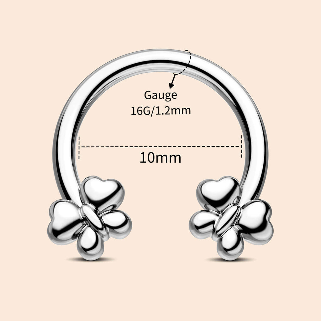 Puffed Butterfly Horseshoe Septum Ring
