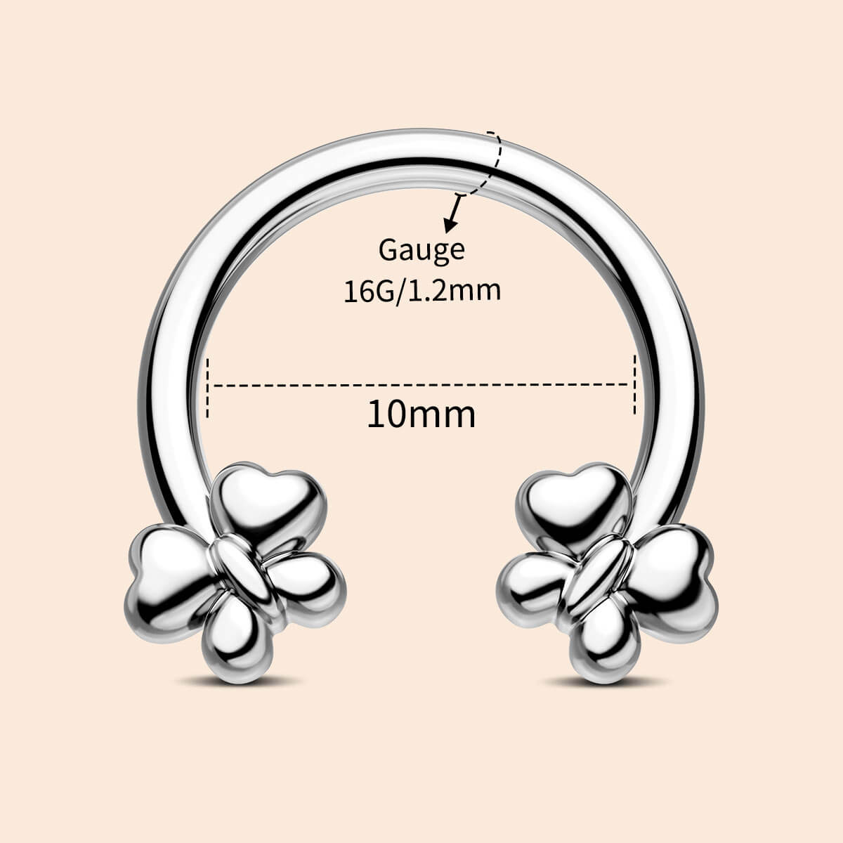 Puffed Butterfly Horseshoe Septum Ring